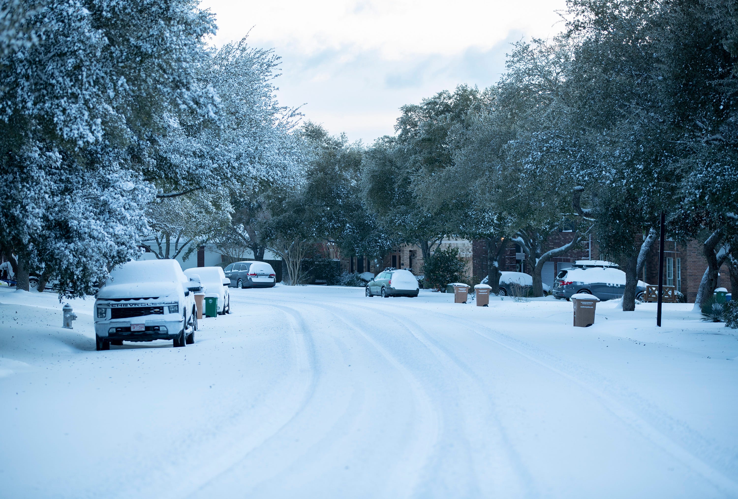 Six inches of snow blankets the Circle C Ranch neighborhood in Southwest Austin on Monday February 15, 2021.