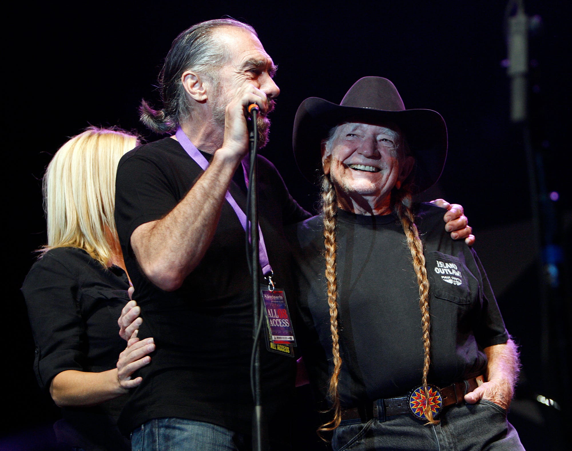 John Paul DeJoria introduces Willie Nelson at The Backyard on Sunday, October 26, 2008.