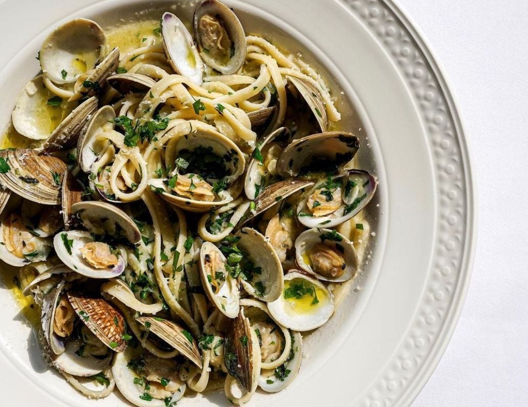 Linguini with clams is one of the many dishes on the menu at Sammie's, a new red-sauce Italian restaurant opening this week in the former Hut's Hamburgers.