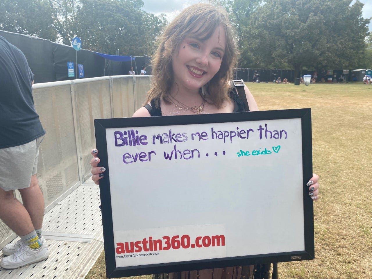 Alexandria Downing, 21, waiting for the Billie Eilish show on Saturday Oct. 2, 2021. She is from Dallas, Texas.