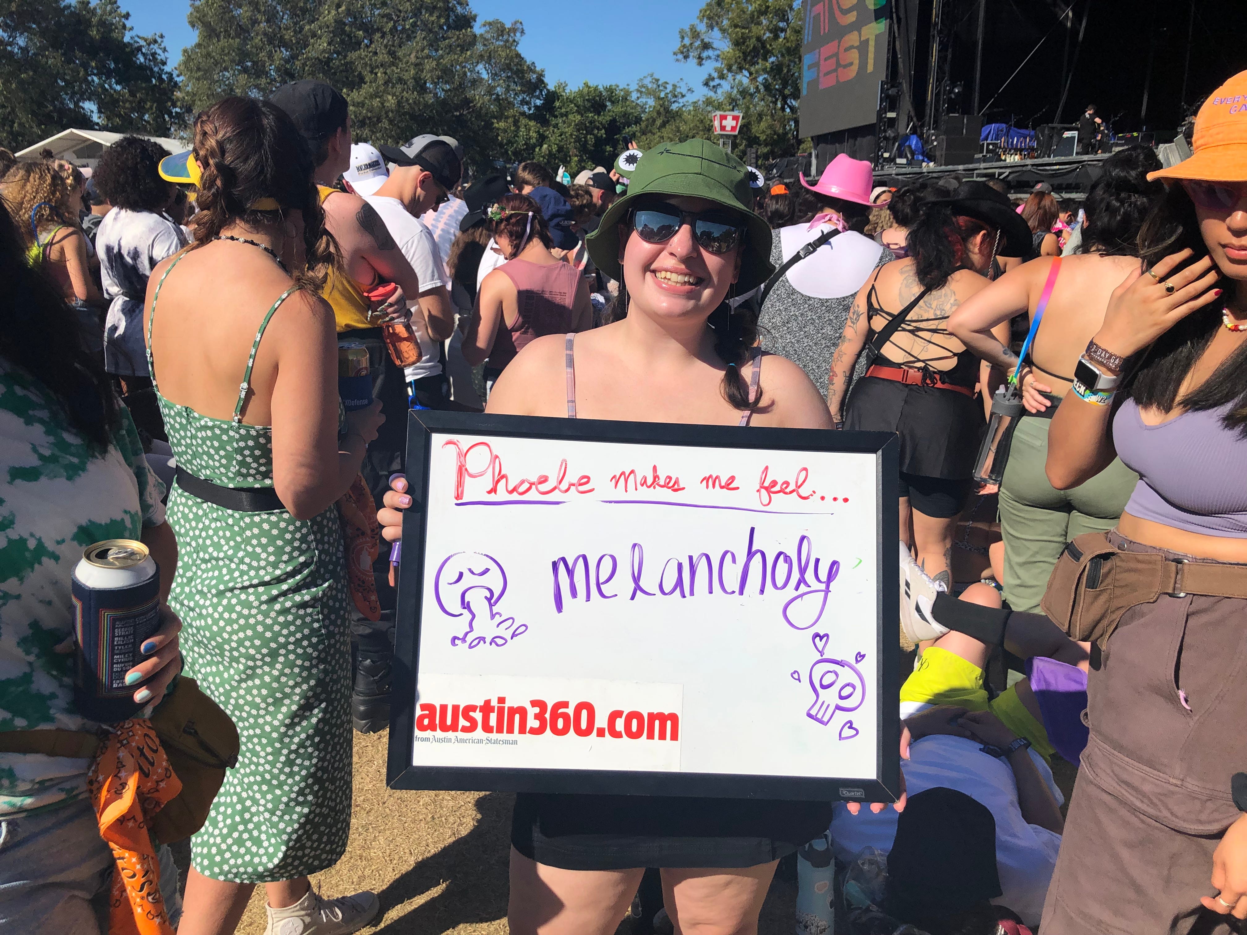 Lucia Francese, 24, of San Antonio waits for singer-songwriter Phoebe Bridgers to perform during Austin City Limits Music Festival on Oct. 9, 2021.